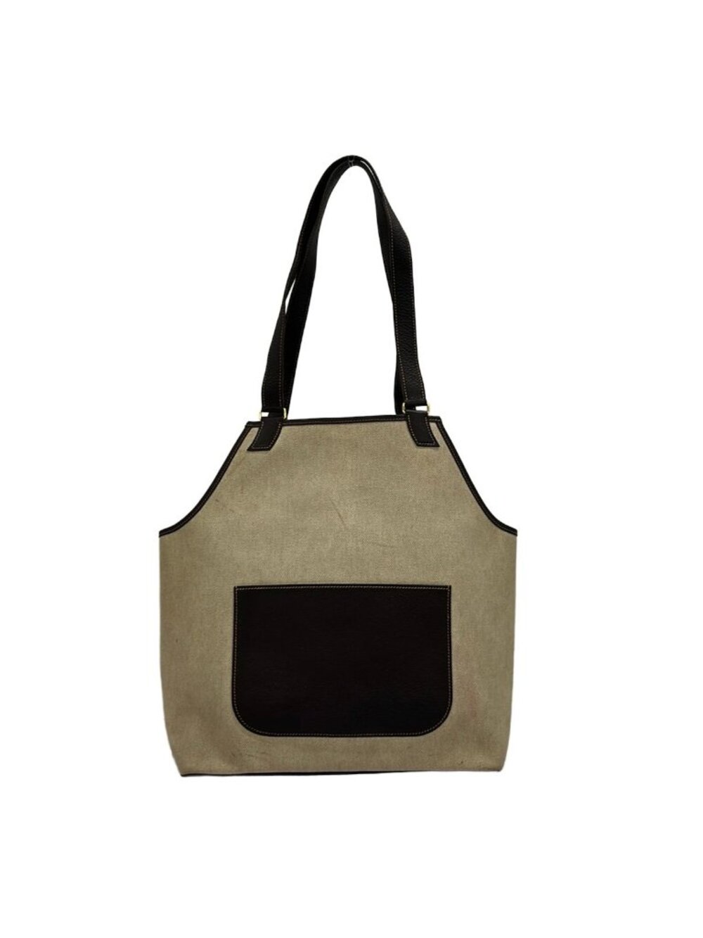 Hermes Shoulder Bag Ivory Dark Brown